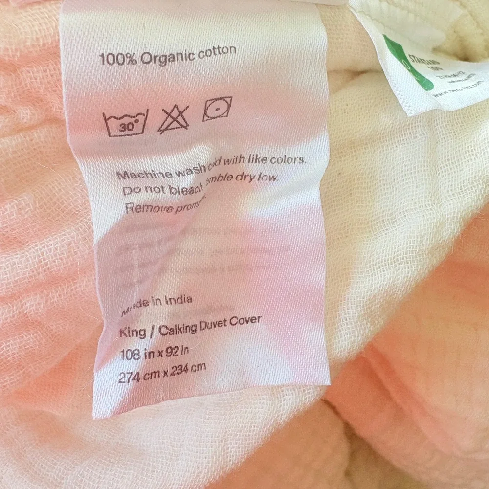 NWOT Quince Organic Cotton Airy Gauze Duvet Cover Set King/Cal King Creamy White